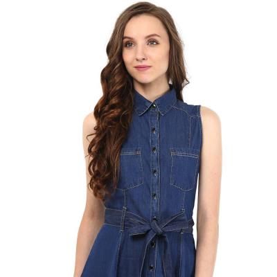 ĐẦM JEAN SUÔNG FORM A CỔ SƠ MI THẮT EO - NJ937
